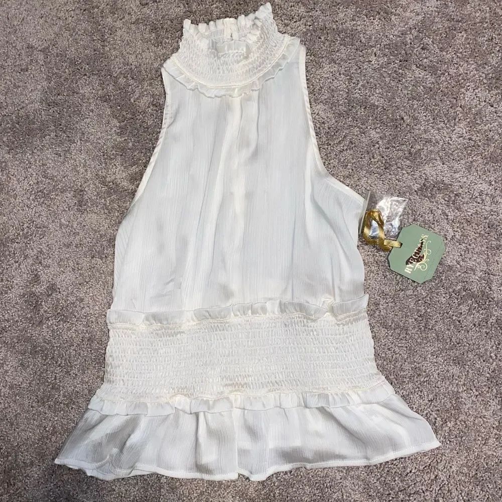 NWT Rye Grass White High Neck Blouse